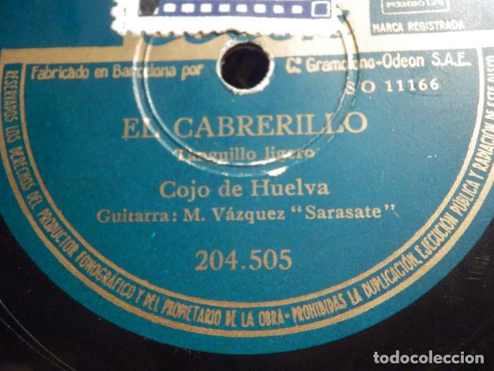 Discos de pizarra: Disco de Pizarra - Cojo de Huelva - El Cabrerillo / Campanitas de la Aldea - Odeon 204.505 - Foto 3