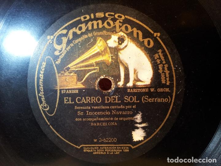 Discos de pizarra: DISCO GRAMOFONO .EL CARRO DEL SOL Y LA CANCION DEL OLVIDO-INOCENCIO NAVARRO....(REF-1AC) - Foto 3