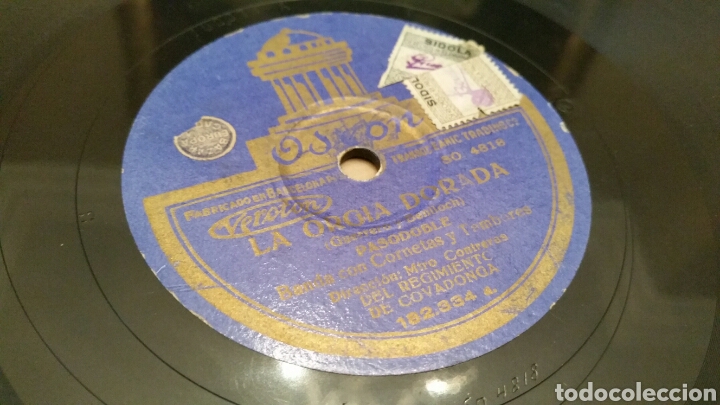 Discos de pizarra: Disco de Gram&oacute;fono (Pizarra). Pasodoble. La Org&iacute;a Dorada y La Entrada. ODEON - Foto 1