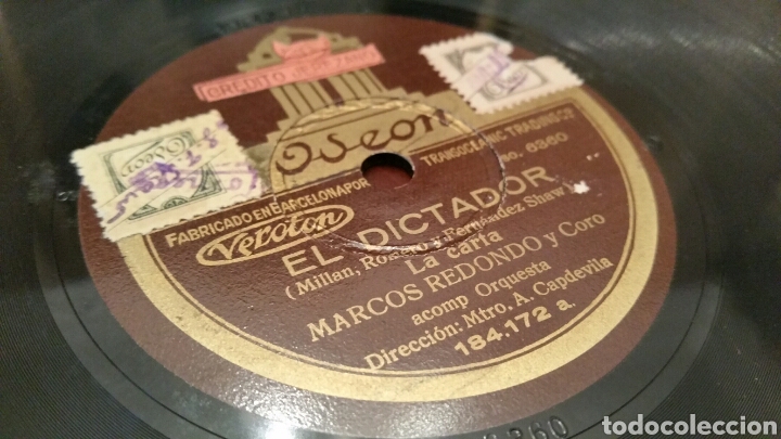 Discos de pizarra: Disco de Gram&oacute;fono (Pizarra). El Dictador y Benamor. ODEON - Foto 1