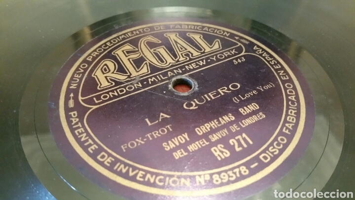 Discos de pizarra: Disco de Gramófono (Pizarra). LA QUIERO - Fox-trot. Del Hotel Savoy de Londres. REGAL. - Foto 1 - 78504859