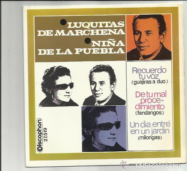 Discos de pizarra: NI&Ntilde;A DE LA PUEBLA Y LUQUITAS DE MARCHENA EP DISCOPHONE 1967 - Foto 1