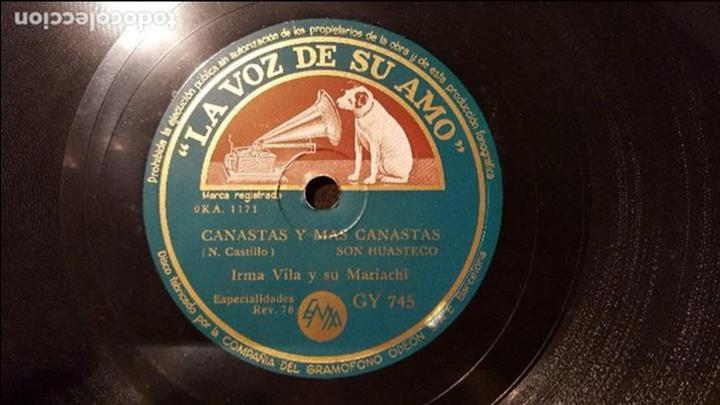 Discos de pizarra: DISCO 78 RPM - IRMA VILA - CANASTAS Y M&Aacute;S CANASTAS - PIZARRA - Foto 1