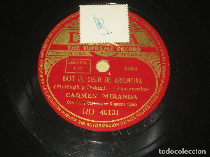 Discos de pizarra: CARMEN MIRANDA - TOURADAS EN MADRID - Foto 1