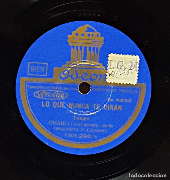 Discos de pizarra: Disco de pizarra ODEON de CHARLO y Orq.F.Canaro - Foto 2
