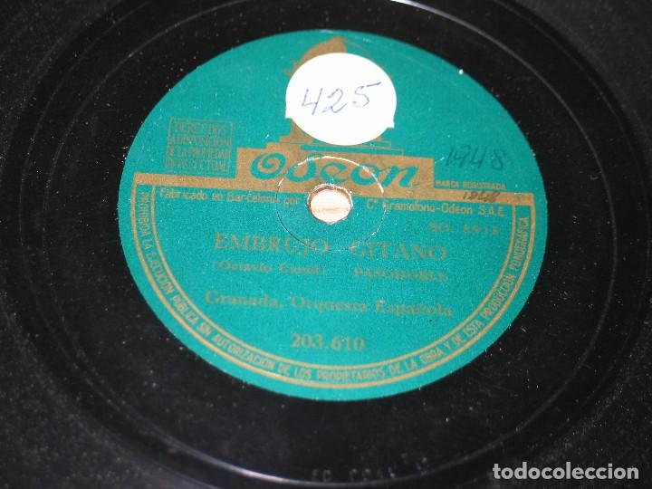 Discos de pizarra: Orquesta Espa&ntilde;ola Granada - Embrujo Gitano / Mecachis Que Guapo Soy - Odeon 203.610 - Foto 1