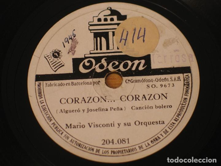 Discos de pizarra: Mario Visconti y su Orquesta - Corazon, Corazon / Llevame Lejos - Odeon 204.081 - Foto 1