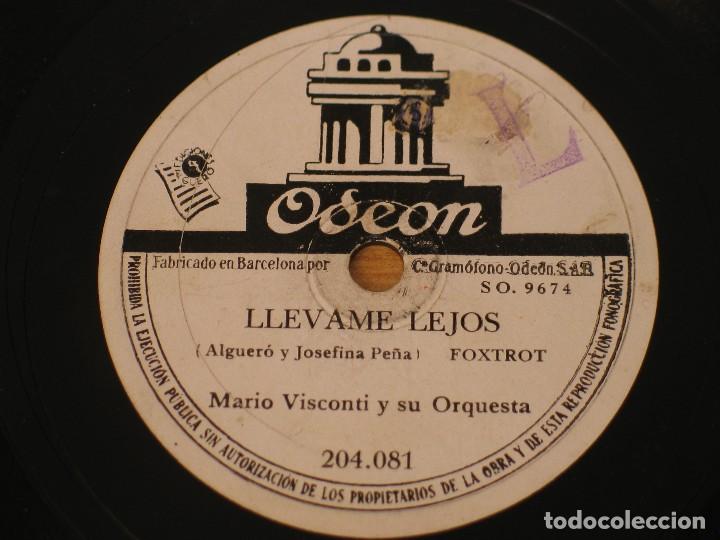 Discos de pizarra: Mario Visconti y su Orquesta - Corazon, Corazon / Llevame Lejos - Odeon 204.081 - Foto 2