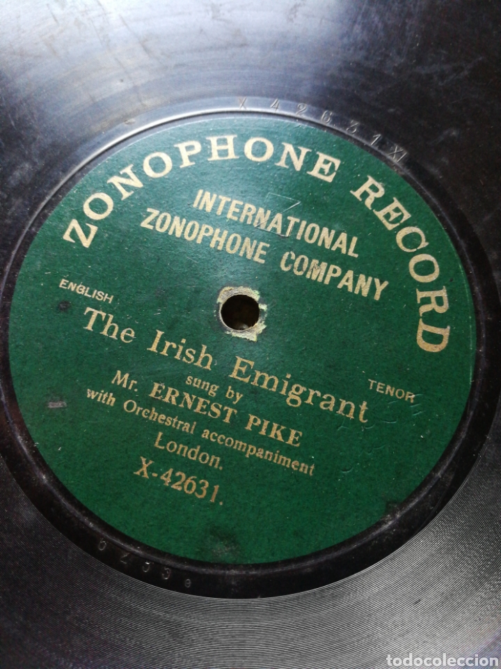 Discos de pizarra: DISCO GRAM&Oacute;FONO ZONOPHONE RECORD- THE IRISH EMIGRANT, (ERNEST PIKE). - Foto 3
