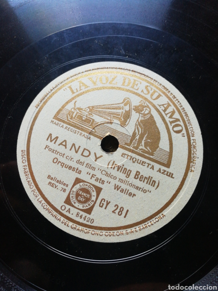 Discos de pizarra: DISCO LA VOZ DE SU AMO- MANDY/ TU CABEZA EN MI HOMBRO. - Foto 2