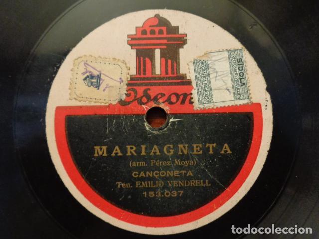 Discos de pizarra: EMILI VENDRELL - LA MORT DE LESCOL&Agrave; (153.036) - MARIAGNETA (153.037) / ODEON - Foto 2
