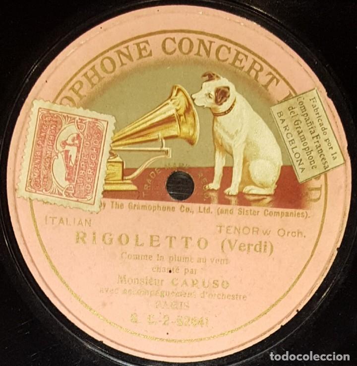 DISCOS 78 RPM ENRICO CARUSO TENOR PERA RIGOLETTO VERDI ITALIA PIZARRA