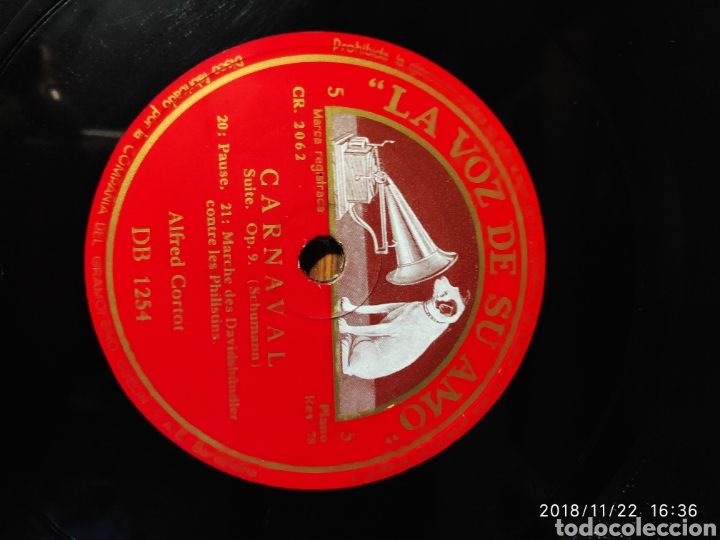 Discos de pizarra: Disco pizarra. Alfred cortot. Carnaval - Foto 1
