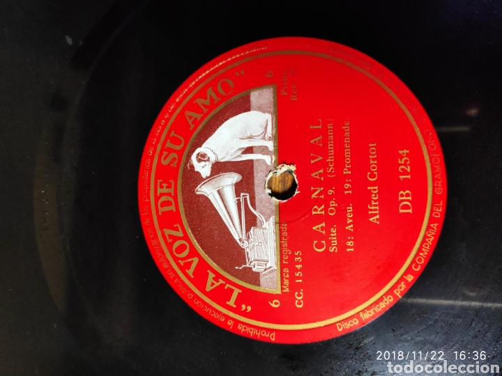 Discos de pizarra: Disco pizarra. Alfred cortot. Carnaval - Foto 2