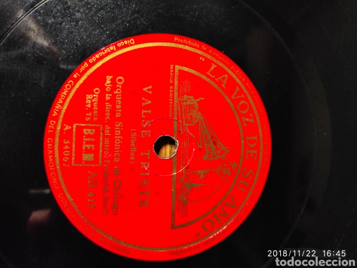 Discos de pizarra: Disco pizarra. Valse triste. - Foto 1