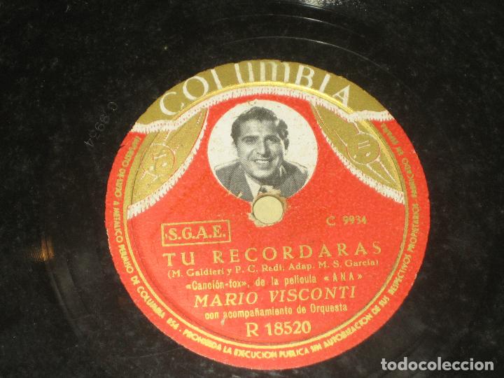 Discos de pizarra: MARIO VISCONTI - TU RECORDARAS - NO TE PUEDO QUERER - Foto 1