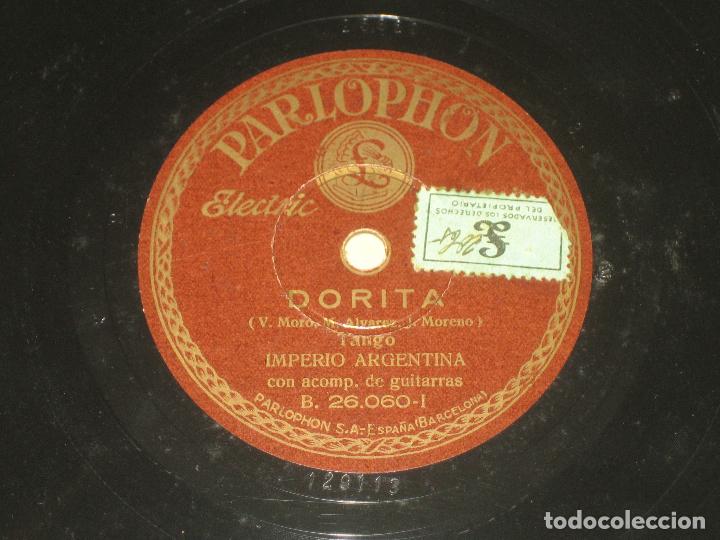 Discos de pizarra: IMPERIO ARGENTINA - DORITA - JUNTO AL PARANA - Foto 1