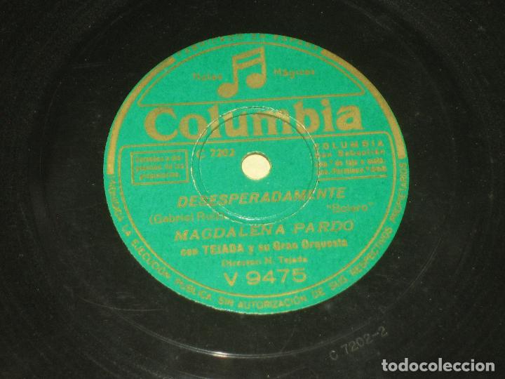 Discos de pizarra: MAGDALENA PARDO - DESESPERADAMENTE - YO SE QUE ES IMPOSIBLE - Foto 1