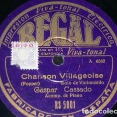 Discos de pizarra: DISCO 78 RPM - REGAL - GASPAR CASSADO - CELLO - MENUETT - HAYND - CHANSON VILLAGEOISE - PIZARRA. Lote 148741218