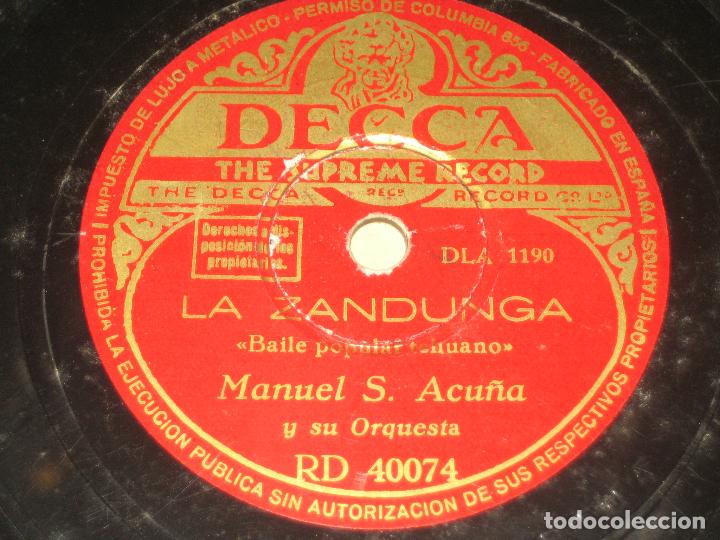Discos de pizarra: MANUEL S. ACU&Ntilde;A - LA ZANDUNGA - JARABE TAPATIO - Foto 1
