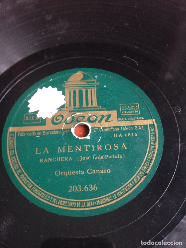 Discos de pizarra: La mentirosa orquesta canaro - Foto 1