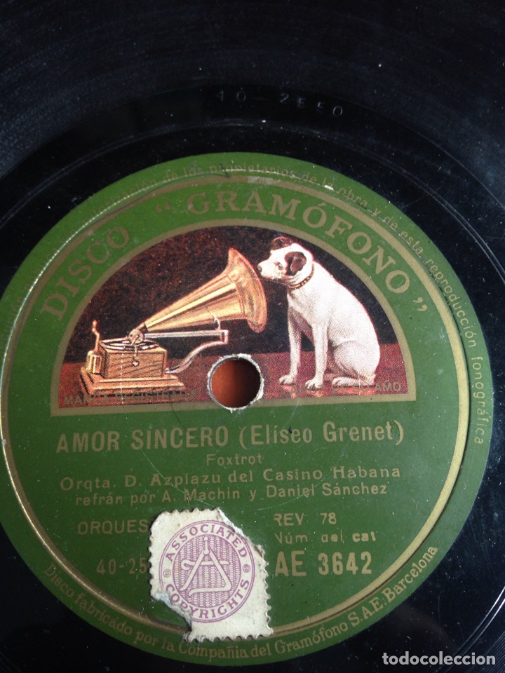 Discos de pizarra: Amor sincero Eliseo grenet - Foto 1