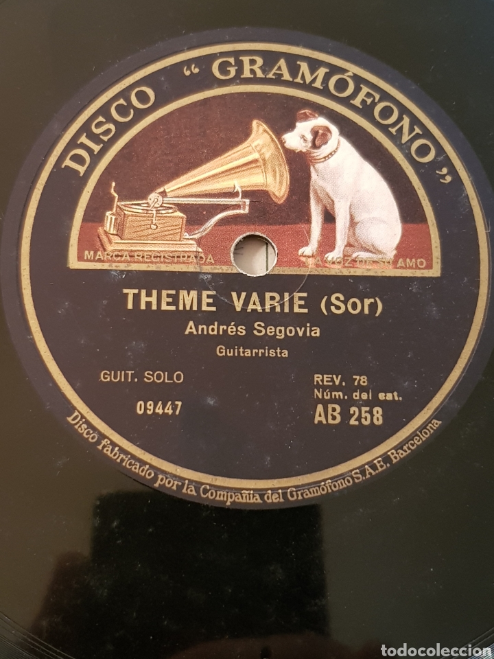 Discos de pizarra: ANDRES SEGOVIA - GAVOTTE - TENE VARIE ( SOR ) DISCO PIZARRA 78 RPM