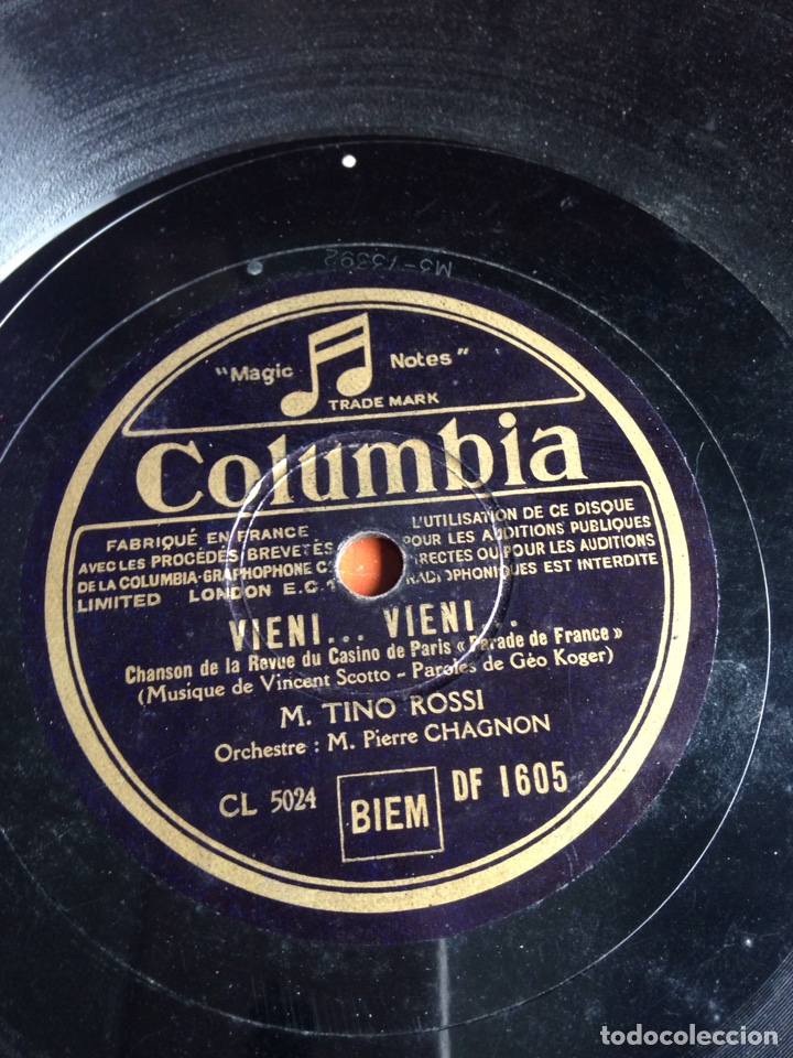 Discos de pizarra: Vieni vieni m tino Rossi - Foto 1