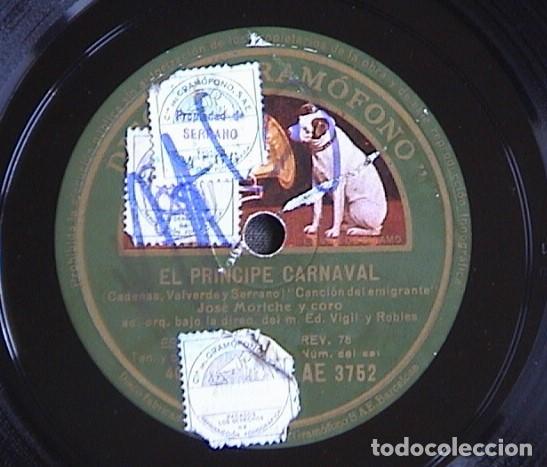 Discos de pizarra: El principe Carnaval. Serenata.- Cancion del emigrante. - Foto 1