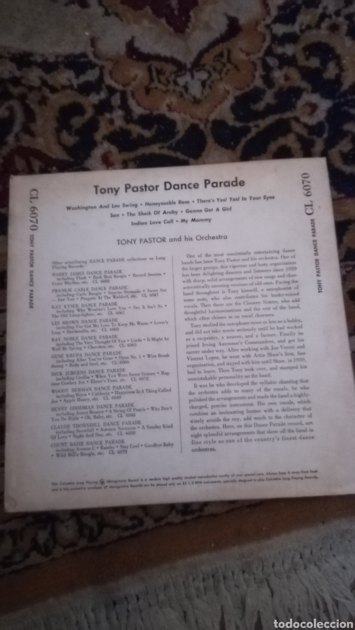Discos de pizarra: Disco, Tony Pastor, dance parade de 1949 edici&oacute;n de USA - Foto 2