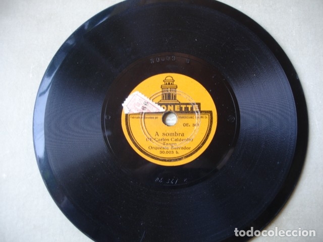 Discos de pizarra: A SOMBRA TANGO CARLOS CALDERON  . DISCO ODEONETTE - Foto 1