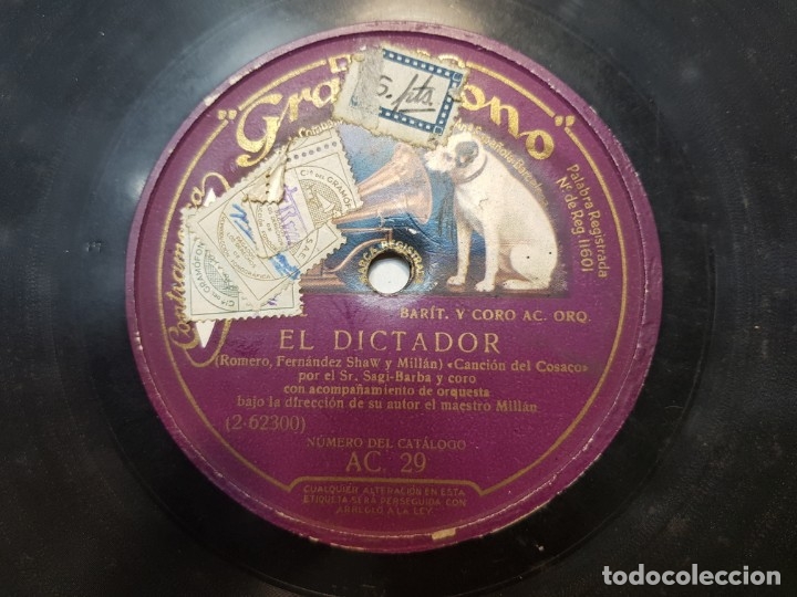 Discos de pizarra: Disco de Pizarra-El Dictador-Disco Gramofono - Foto 4