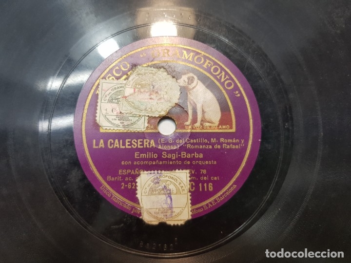 Discos de pizarra: Disco de Pizarra-La Caleresa-Disco GRAMOFONO - Foto 3