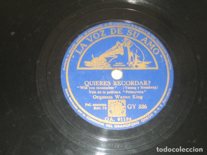 Discos de pizarra: ORQUESTA WAYNE KING - PIZARRA - Foto 1