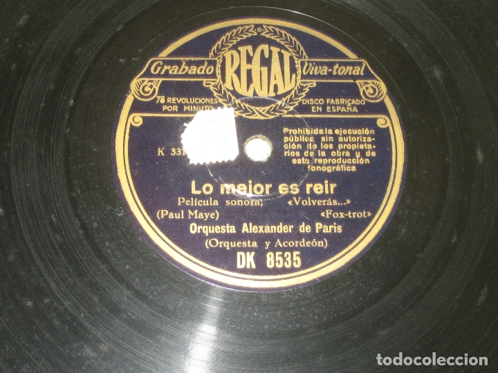 Discos de pizarra: ORQUESTA ALEXANDER DE PARIS - PIZARRA - Foto 1
