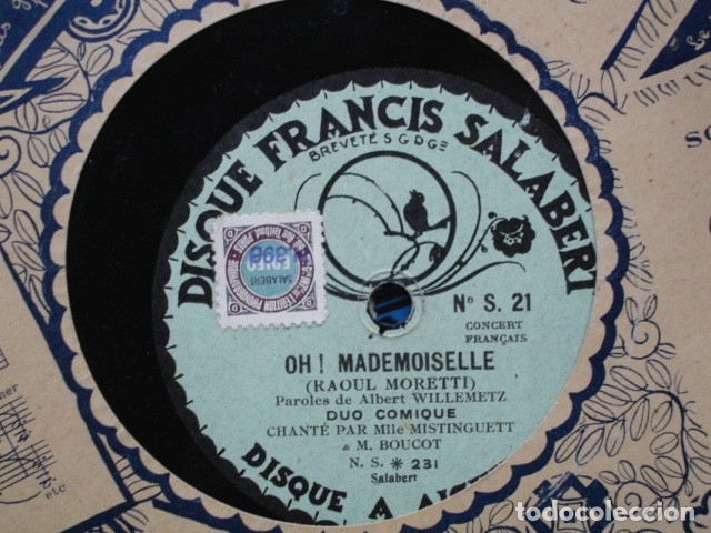 Discos de pizarra: MISTINGUETT.OH MADEMOISELLA.LA BELOTE - Foto 1