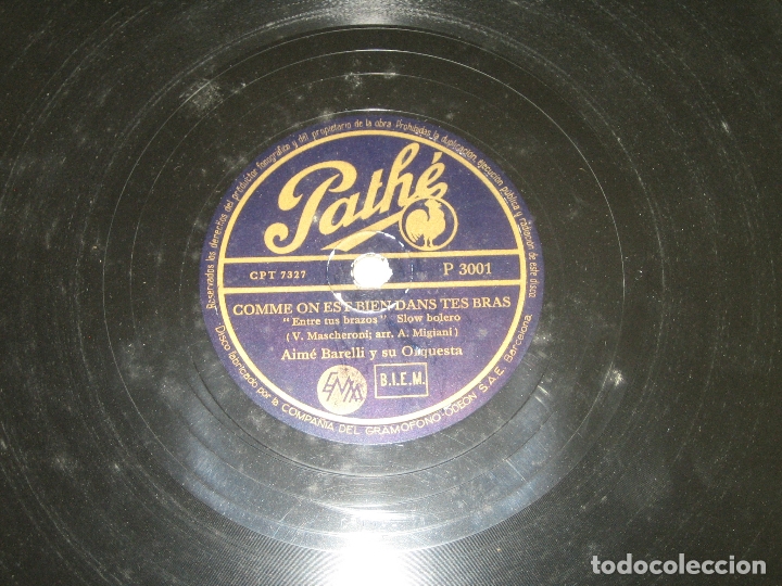 Discos de pizarra: AIME BARELLI - COMME ON EST BIEN DANS TES BRAS - LAS HOJAS MUERTAS - Foto 1