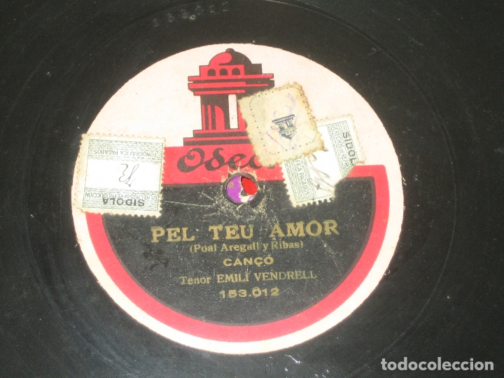 Discos de pizarra: EMILIO VENDRELL - PEL TEU AMOR - CAN&Ccedil;&Ograve; DE TAVERNA - Foto 1