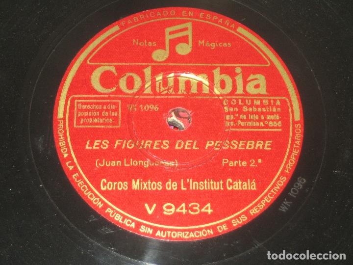 Discos de pizarra: COROS MIXTOS DE L&acute;INSTITUT CATAL&Agrave; - LES FIGURES DEL PESSEBRE - Foto 1