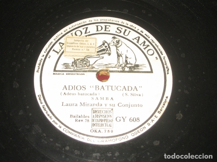 Discos de pizarra: LAURA MIRANDA - ADIOS BATUCADA - SAN JUAN - Foto 1