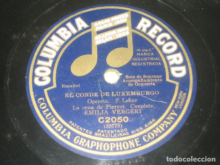 Discos de pizarra: EMILIA VERGERI - EL CONDE DE LUXEMBURGO - Foto 1