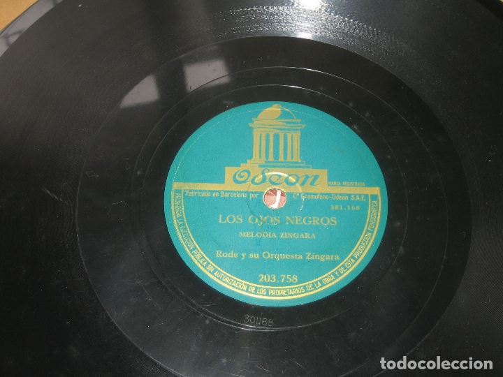 Discos de pizarra: RODE - ORQUESTA ZINGARA - LOS OJOS NEGROS - CZARDA - Foto 1