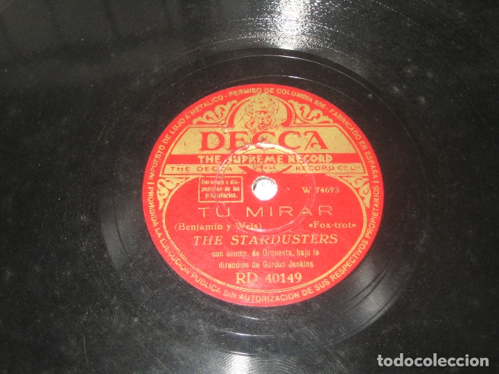 Discos de pizarra: THE STARDUSTERS - TU MIRAR - AGAIN (CON GORDON JENKINS ) - Foto 1