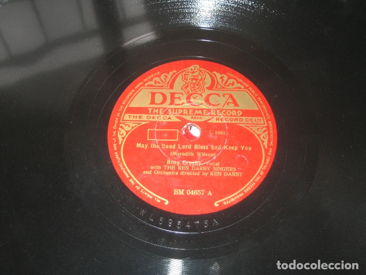 Discos de pizarra: BING CROSBY - A PERFECT DAY - MAY THE COOD .. - Foto 1