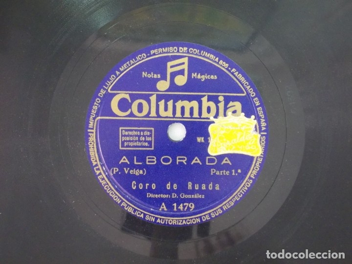 Discos de pizarra: ANTIGUO DISCO DE PIZARRA GALLEGO CORO DE RUADA -ALBORADA -