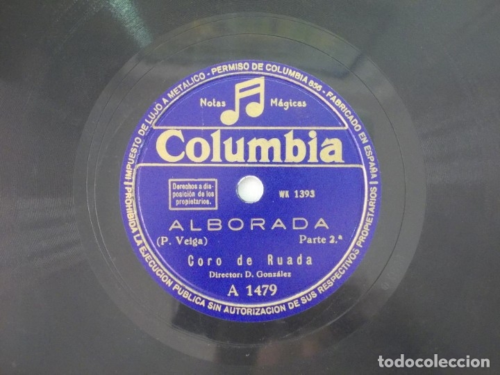Discos de pizarra: ANTIGUO DISCO DE PIZARRA GALLEGO  CORO DE RUADA -ALBORADA - - Foto 3
