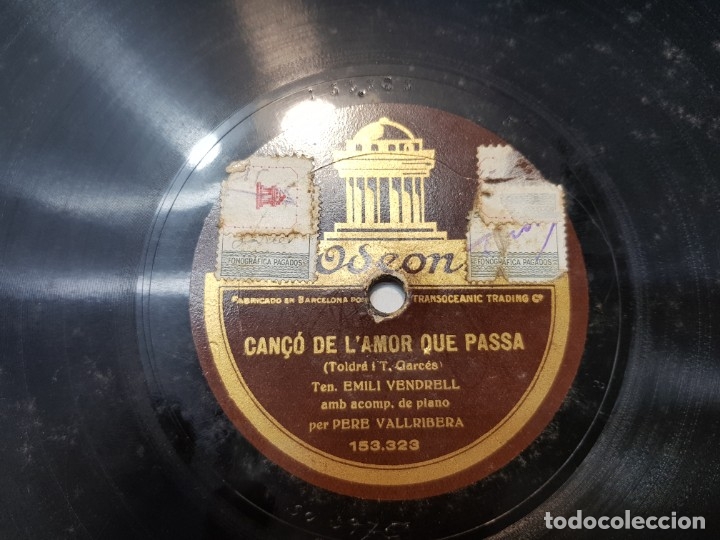 Discos de pizarra: Disco Pizarra-Can&ccedil;&oacute; de LAmor que Passa -Odeon - Foto 3