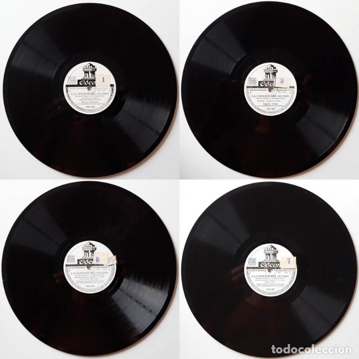 Discos de pizarra: La Canci&oacute;n del Olvido, Odeon, 4 discos de pizarra - Foto 1