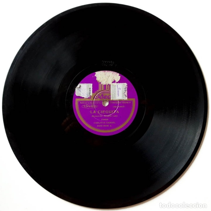 Discos de pizarra: Carlitos Gardel, La Cieguita, Lobo de Mar, Odeon 200046 disco de pizarra - Foto 1