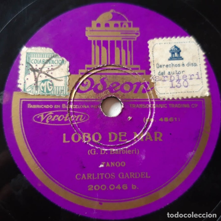 Discos de pizarra: Carlitos Gardel, La Cieguita, Lobo de Mar, Odeon 200046 disco de pizarra - Foto 3